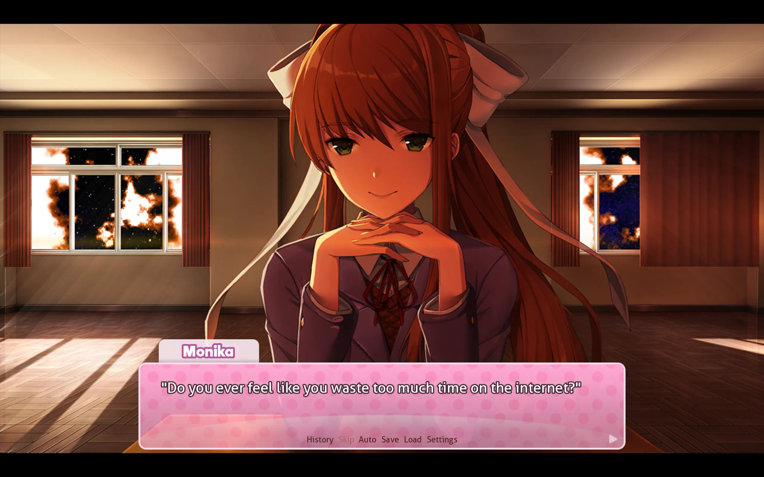 A woman in a room says "Do you ever feel like you waste too much time on the internet?"