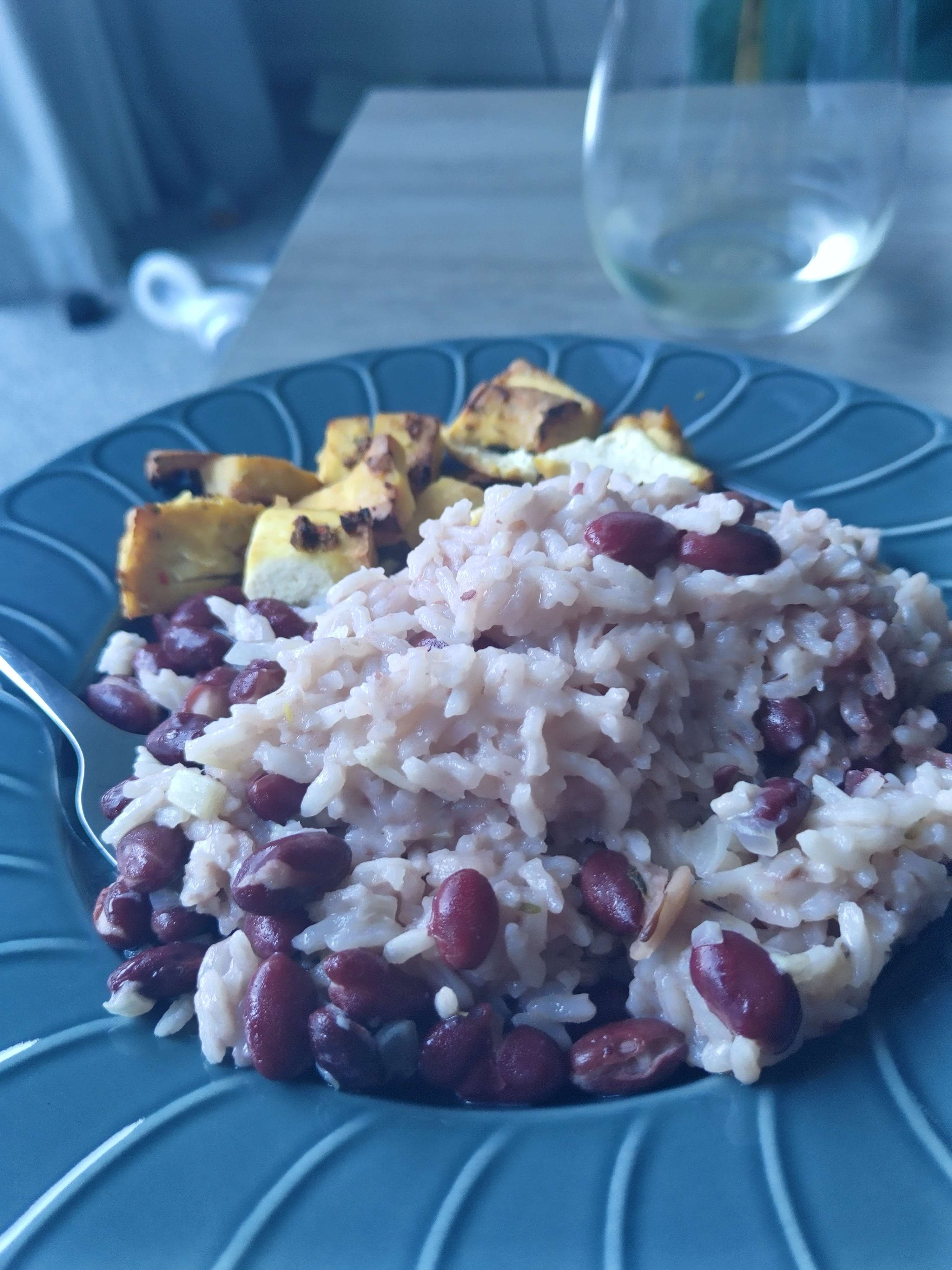 Image of Vegan Jerk Tofu with Coconut Rice and Peas