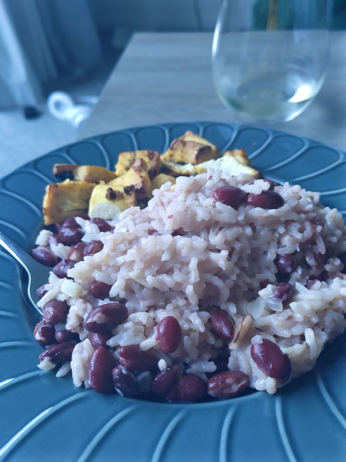 Title image for Vegan Jerk Tofu with Coconut Rice and Peas