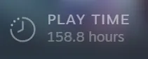 A screenshot of a playtime screen. It shows 158.8 hours played